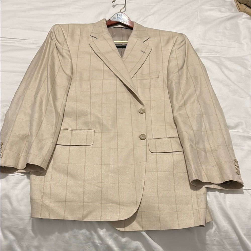 (Orig $848) Men's Beige Plaid Blazer